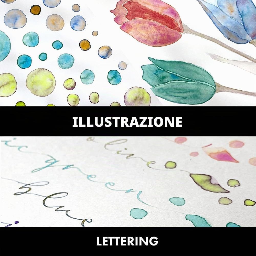 Kuretake Gansai Tambi MC20GN2/5V - Set di 5 colori per acquerelli, ideale per calligrafia e illustrazioni, scritte a pennello, Fine Art