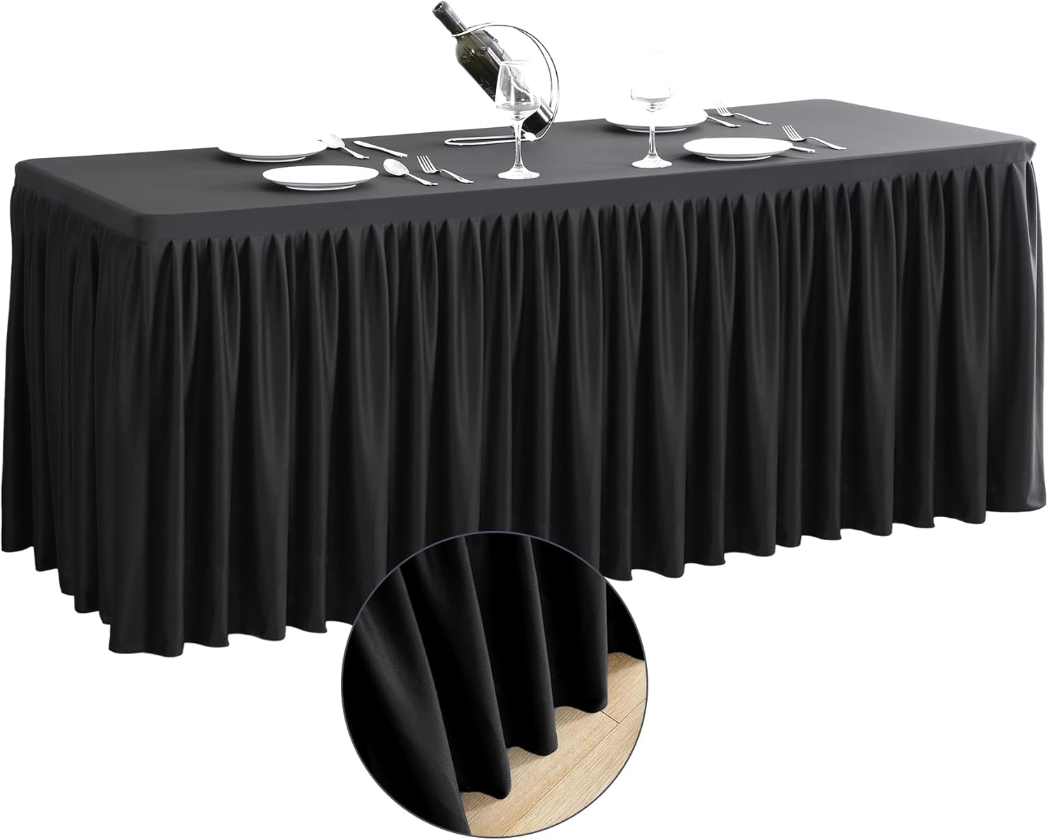 Amazon.com: PARTY TALK Black Polyester Table Clothes for 6 Foot ...