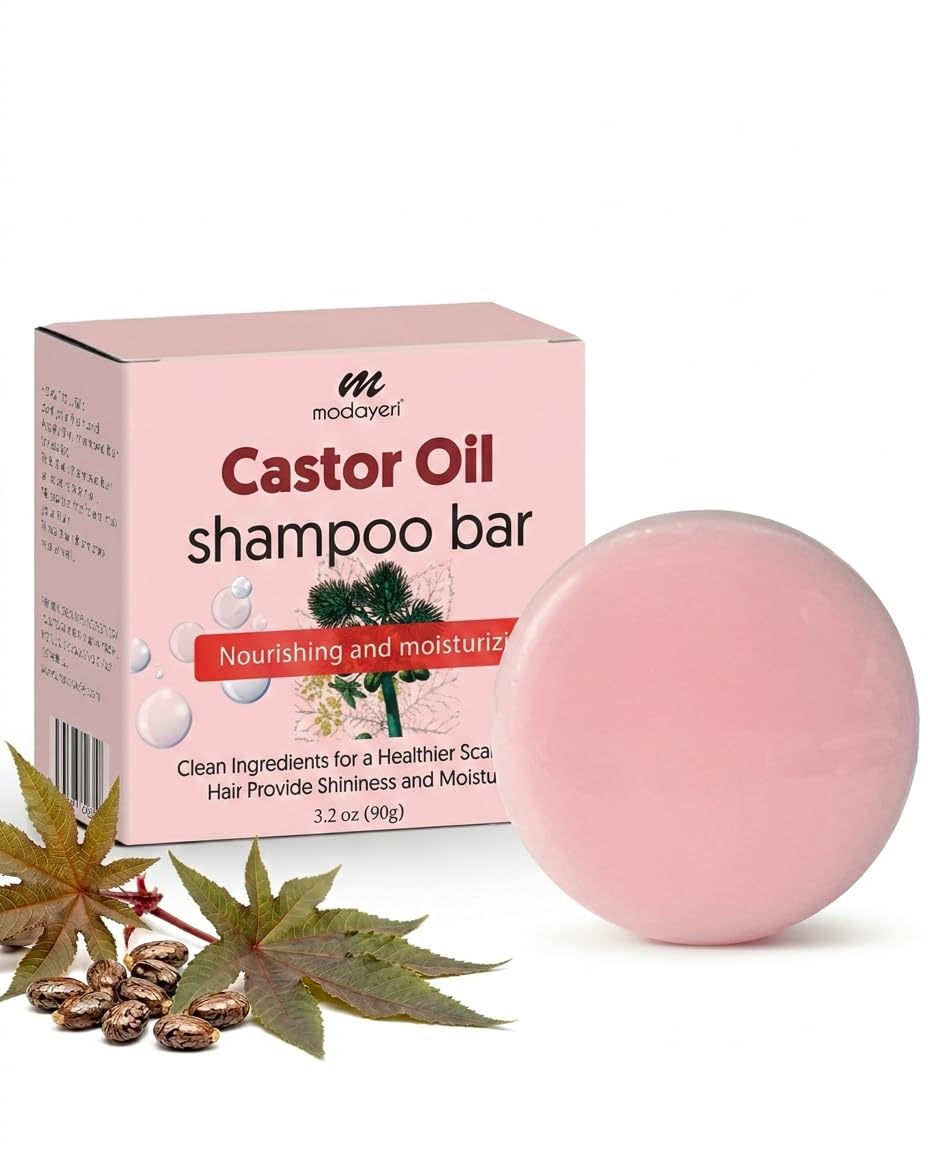 Castor Oil Shampoo Bar for Hair Hydration and Strength - Sulfate-Free, Moisturizing for Dry Hair, All-Natural, Suitable for All Hair Types, Zero-Waste Hair Care Solution, 3.2 oz