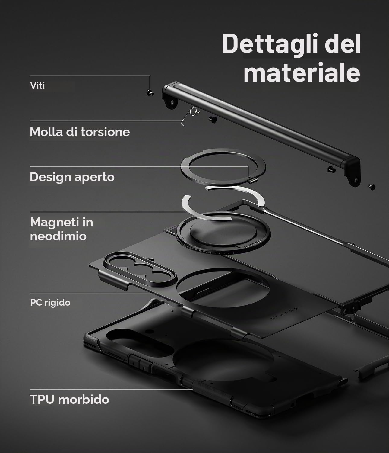 Ringke Alles Pro Compatibile con Cover Samsung Galaxy Z Fold 7, Compatibile con Accessori Magnetici, Custodia per Telefono Robusta e Di Alta Qualità con Supporto Girevole a 360 Gradi - Black