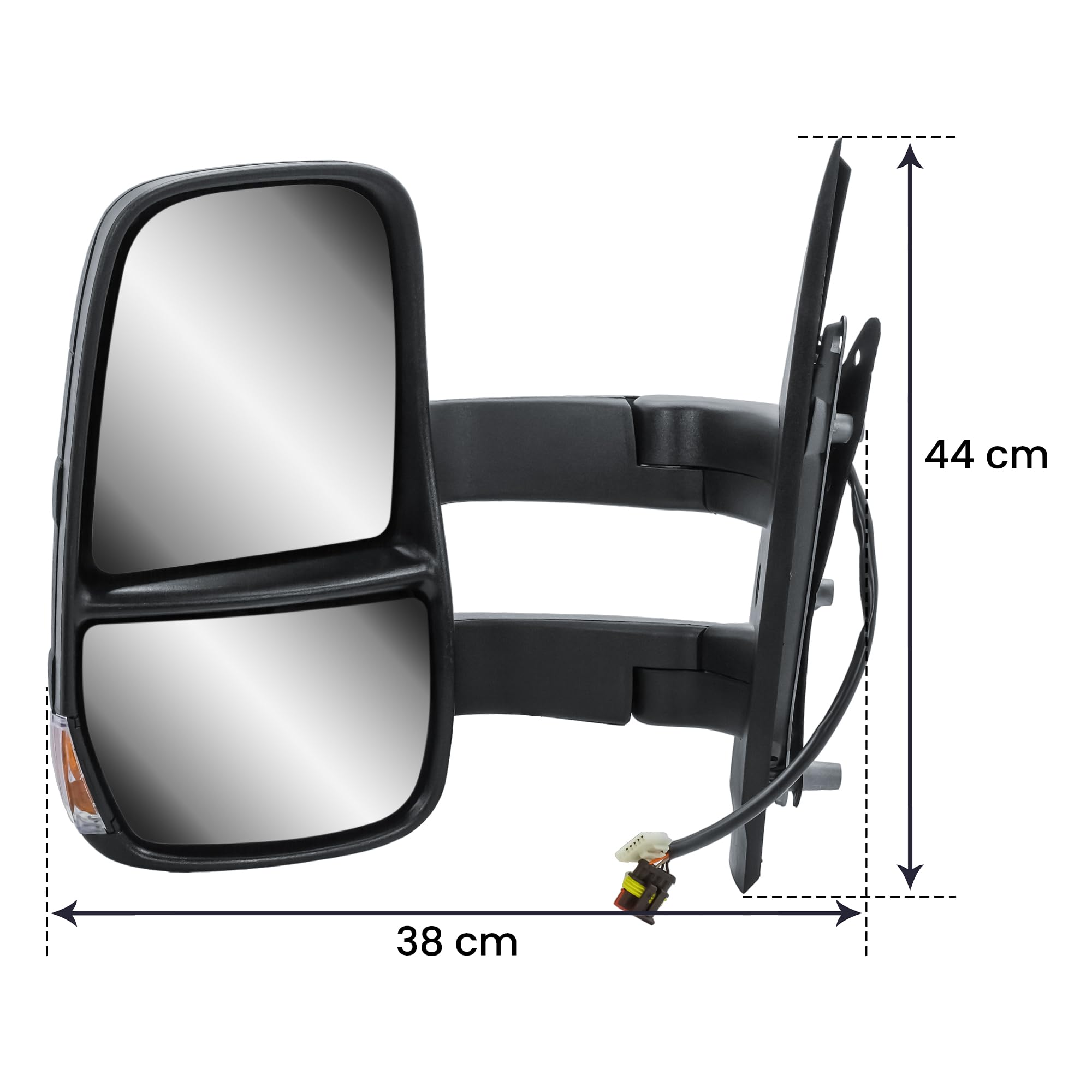 Specchio sinistro braccio lungo elettrico e riscaldato con indicatore di direzione per IVECO Daily camion 2014-2024