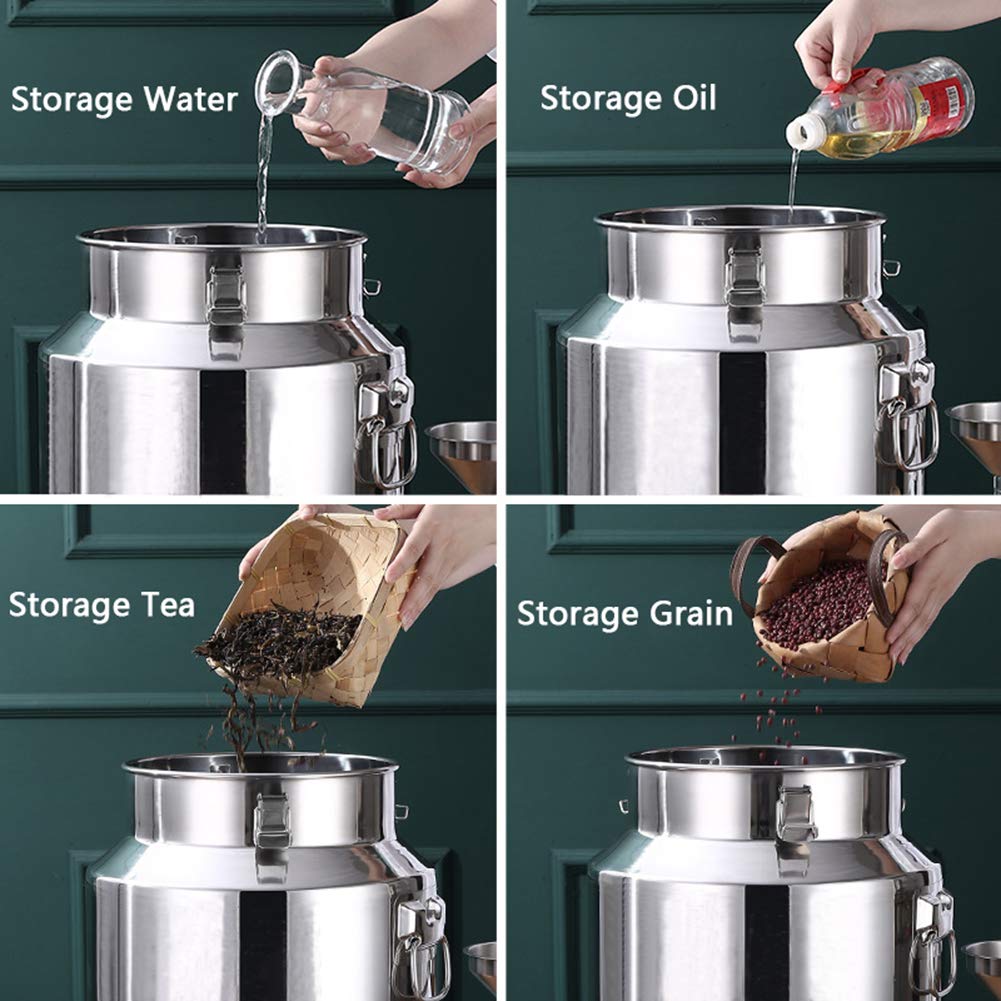 Cubo De Leche De Acero Inoxidable 201 De 5-88 L, Balde De Agua, Barril De Aceite, Recipiente para Té, Olla para Lácteos, Jarra, Tanque De Almacenamiento De Líquidos Y Sólidos (7L)