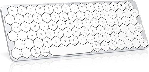 GEEZER Teclado Bluetooth inalámbrico, teclado hexagonal, portátil, ultrafino, recargable, compacto, compatible con Mac, iPhone, iPad (blanco)