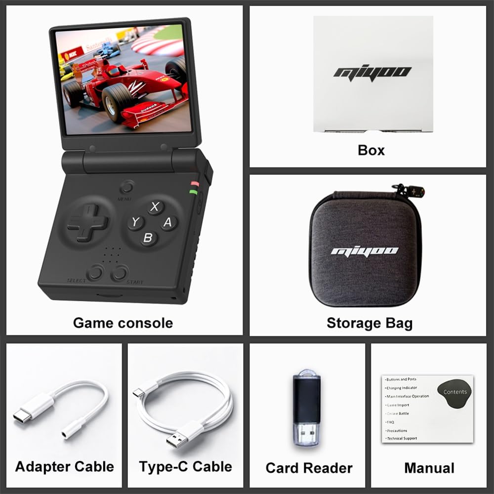 Miyoo Mini Flip Retro Handheld Game Console, 2.8 Inch 750*560 IPS