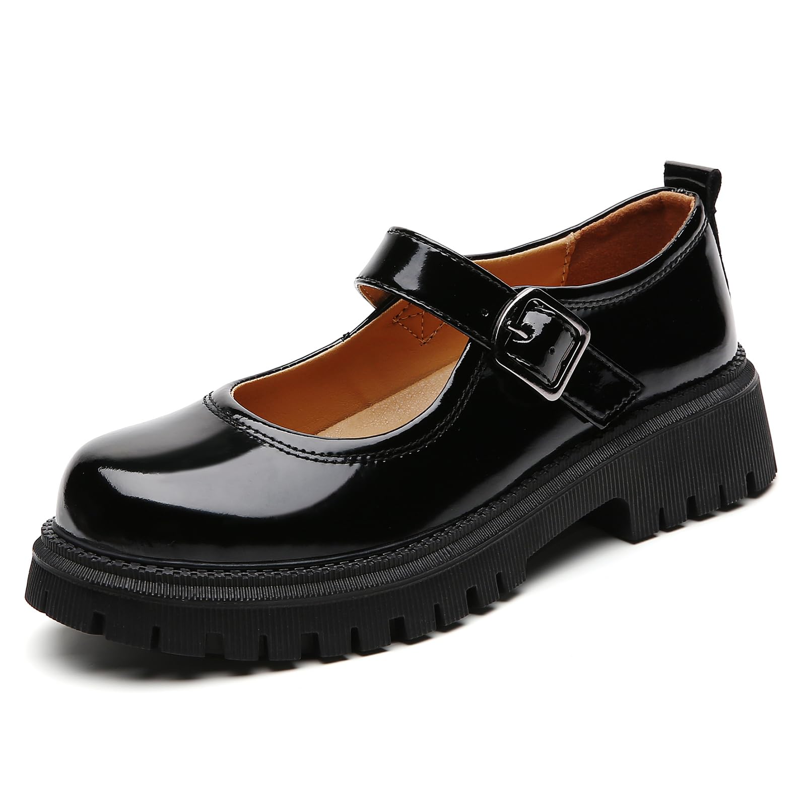 QHH Mary Jane Shoes for Women Platform Mary Janes Pumps Round Toe Non-Slip Casual Shoes Comfortable Dress Shoes School Shoes for Womens Ladies