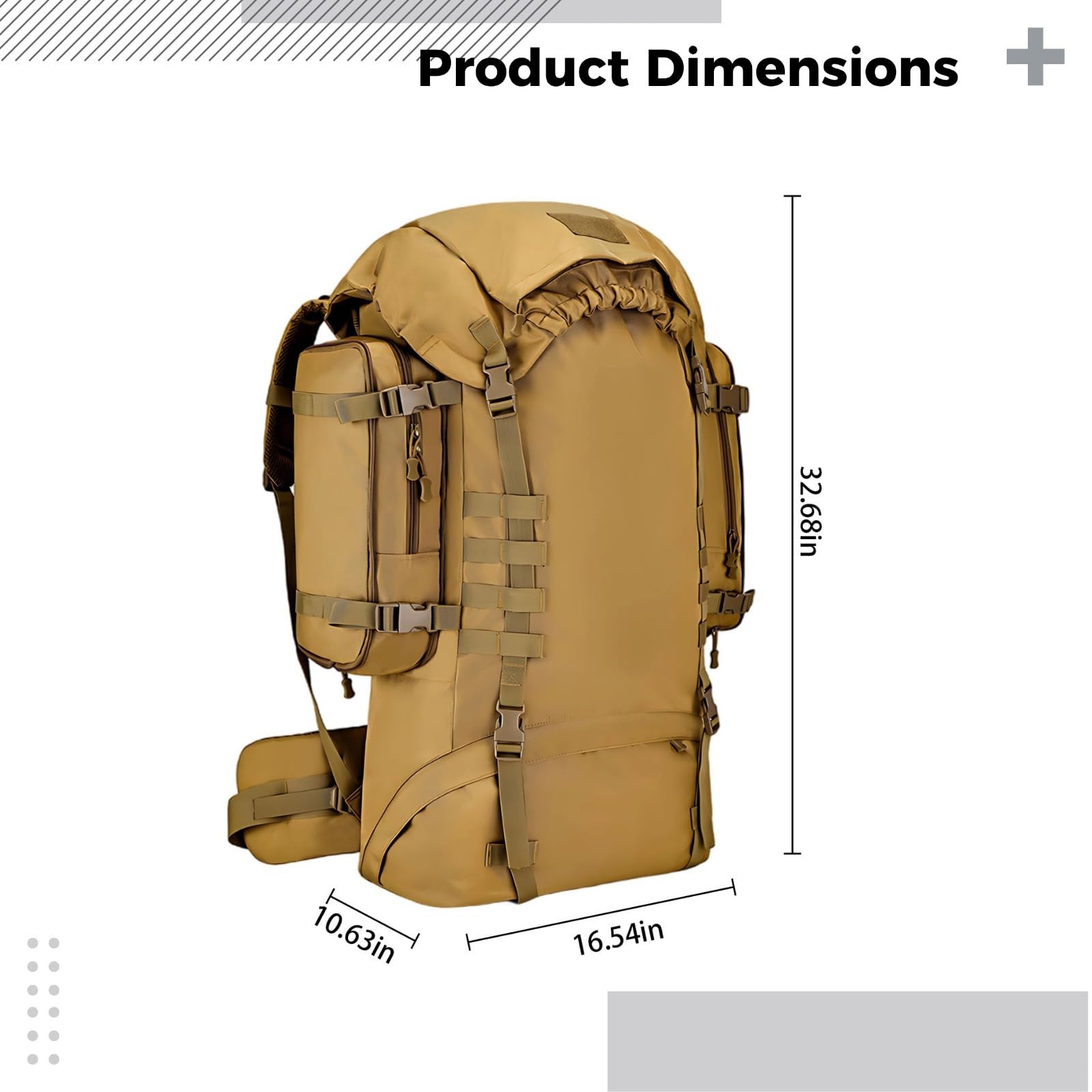 100L Khaki Rucksack Militär Outdoor Camping Rucksack Wasserdicht Reise Wandern Pack