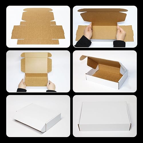 Miniatura 6 de Paquete de 100 cajas pequeñas de envío blancas de 9 x 6 x 2 pulgadas, sobres de cartón corrugado para embalaje, correo, mudanza, regalos, ecológicas