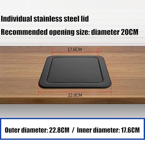 Miniatura 2 de Cubo de basura empotrado para encimera, tapa abatible, acero inoxidable, negro, 13 pulgadas de ancho x 10 pulgadas de profundidad x 5 pulgadas de