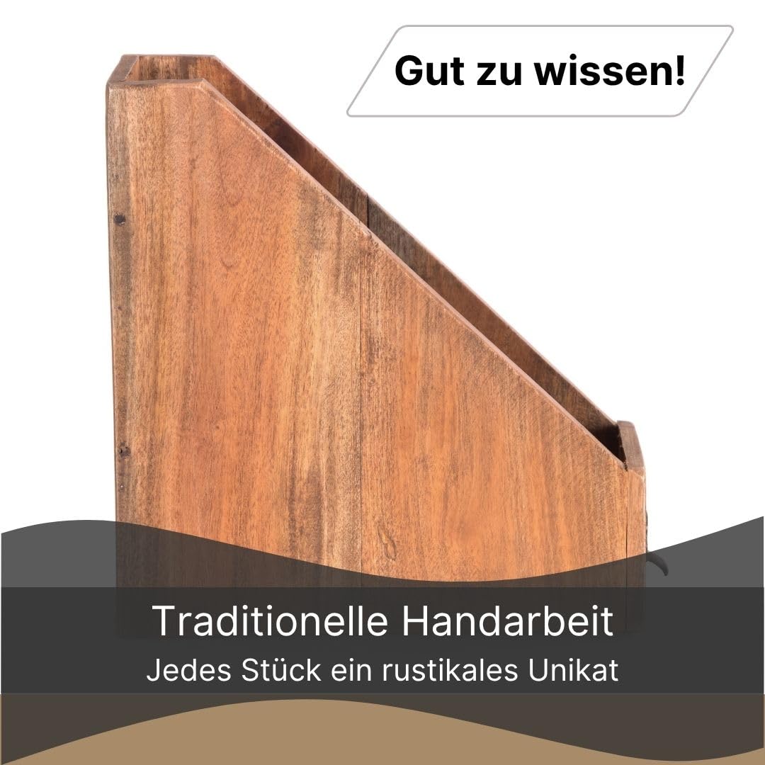 DESIGN DELIGHTS STEHSAMMLER NOTA | Mahagoni Holz, 30x29x11 cm (TxHxB) | Zeitschriftensammler, Holz Stehordner, Schreibtisch Büro Organizer