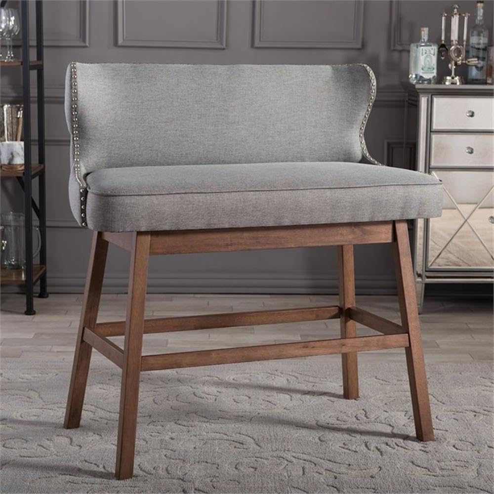 BOWERY HILL 30" Upholstered Bar Bench in Gray