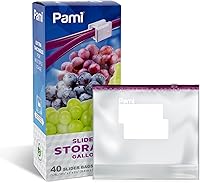 Vista 6 de PAMI 50 bolsas reutilizables con cremallera deslizante de tamaño de cuarto de galón a prueba de fugas con parte inferior expandible, etiqueta