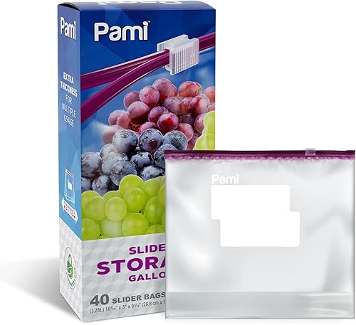 PAMI Bolsas reutilizables para congelador deslizantes a prueba de fugas con parte inferior expandible y etiqueta para escribir, bolsas de