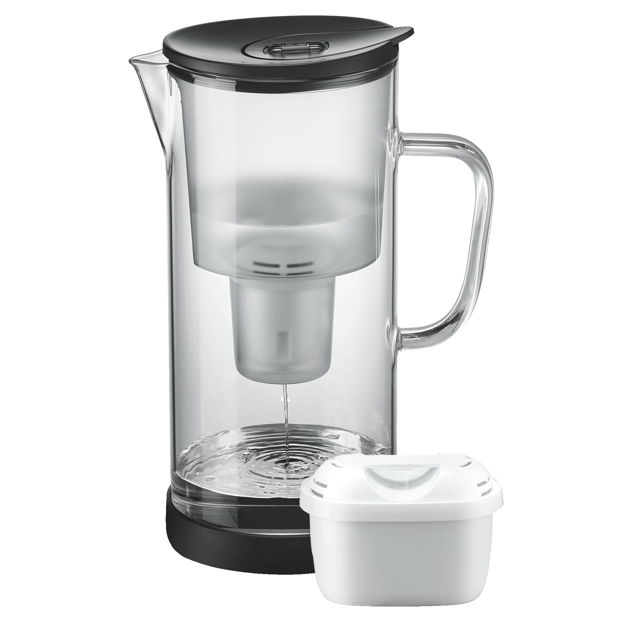 SILBERTHAL Wasserfilter Glas Karaffe 2,7 Liter - Kompatibel mit Maxtra+ - Reduziert Kalk und Chlor im Trinkwasser