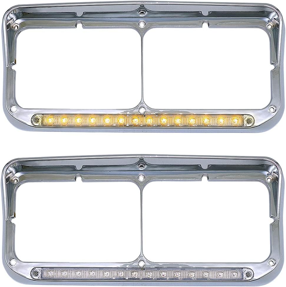 Chrome Plastic Dual Rectangular Headlight Bezel With Visor