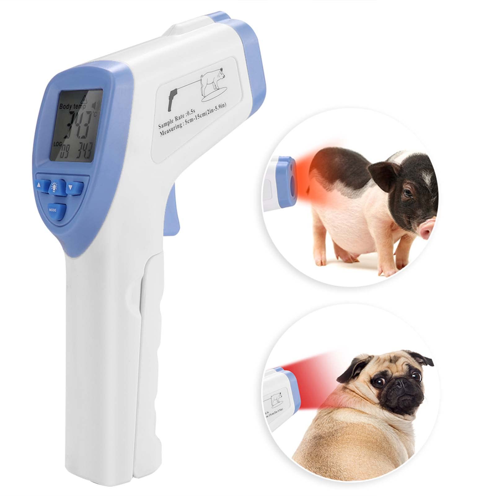 Termometro Veterinario a Infrarossi ad Alta Precisione per Cani, Gatti, Cavalli, Suini e Ovini, Termometro Digitale con Display LED, Memoria 32 Letture, Misurazione Corporea e di Superficie