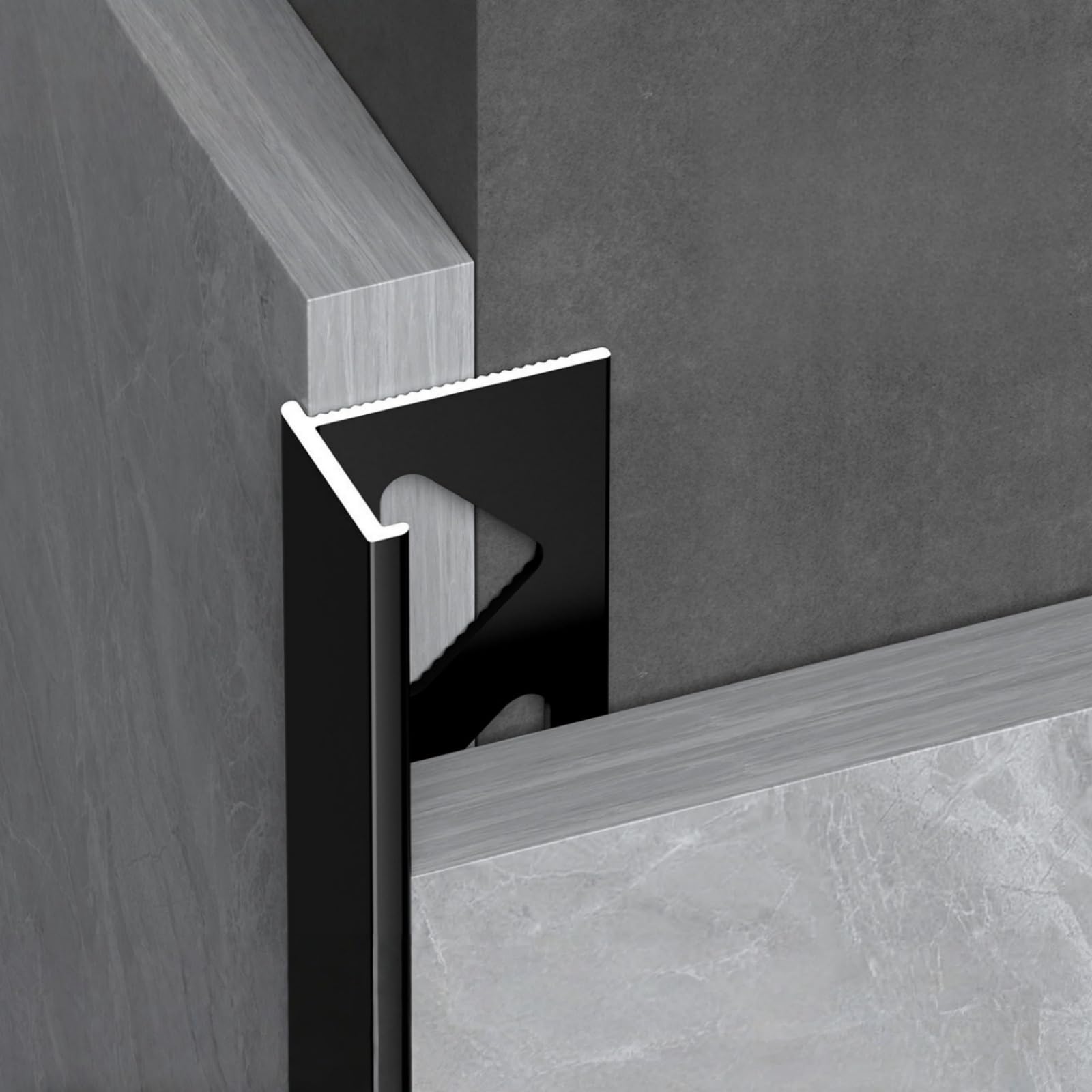 Profilés d'angle en aluminium finition noire mate pour un design minimaliste