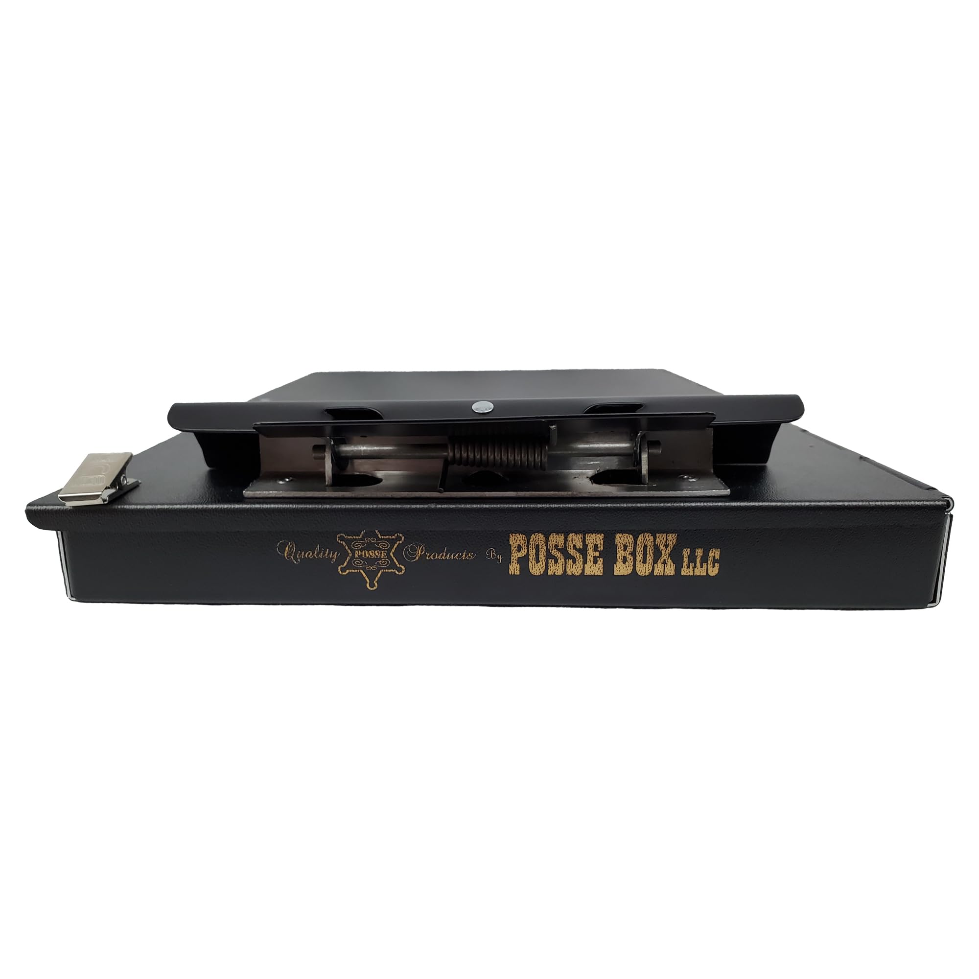 Posse Box - Seitenöffnendes Klemmbrett mit einem Fach PJ-32S-BV · Schwarzes Vinyl-Aluminium · 35,6 x 24,5 x 2,5 cm · Aufbewahrungs-Organizer