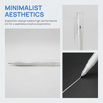 White Gel Pens 8 Pack – White Pen Set with 0.6mm 0.8mm 1.0mm Tips, Pens for Art for Drawing, Journaling, Scrapbooking, Highlight on Black Paper