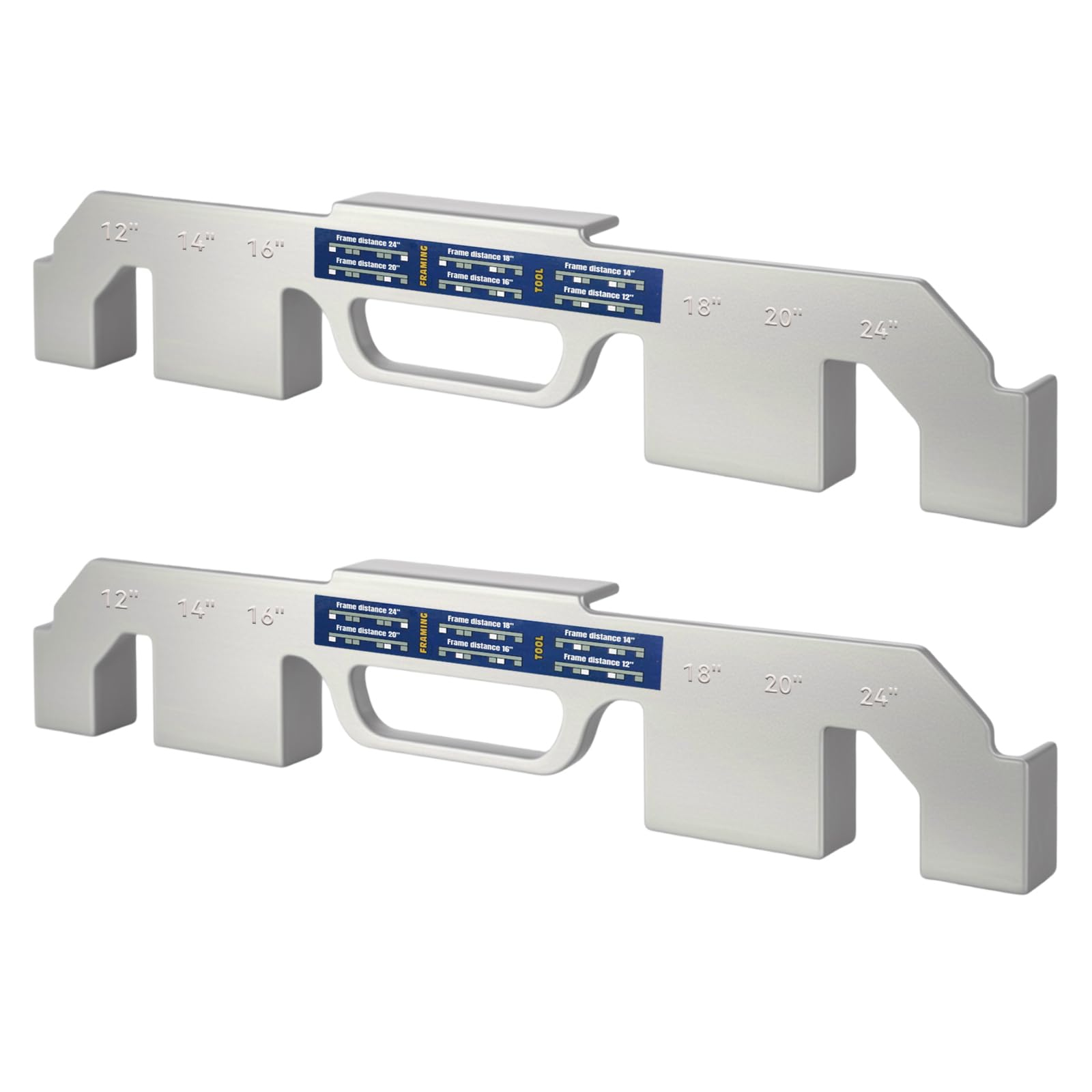 2 Pack 6-in-1 Framing Tools, Set – Fits 12/14/ 16/18/20/24 Stud Spacing – Adjustable Cast Aluminum Wood 2 Pack Framing Jig – Heavy-Duty, Rust-Resistant, Portable, Precision Carpenter Jig
