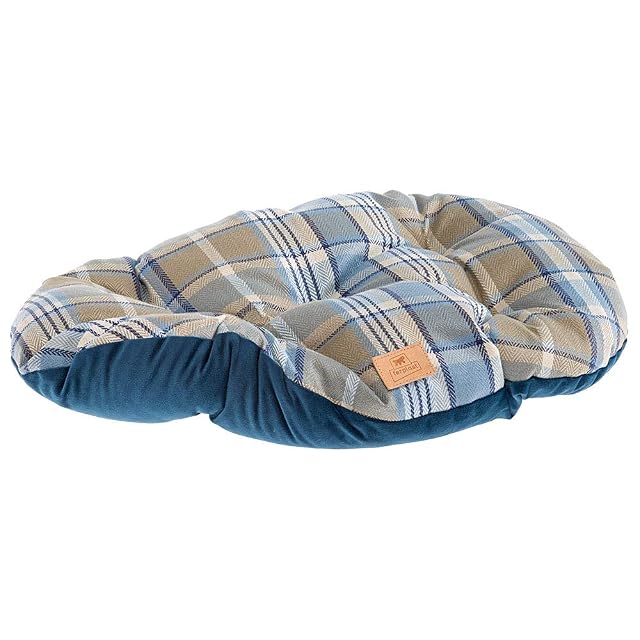 Foto 5 de 6 de Ferplast Cojín Acolchado Para Perros Y Gatos Scott 55/4, Doble Cara, Escocés, Suave Terciopelo, Lavable, Azul