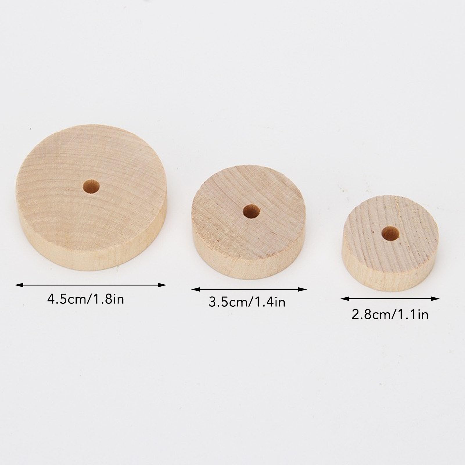 Riuulity 24 X Wooden Rods, 30 X Wooden Wheels DIY Unfinished Wood Wheels Birch for DIY Project Painting Decoration Crafts - Image 2
