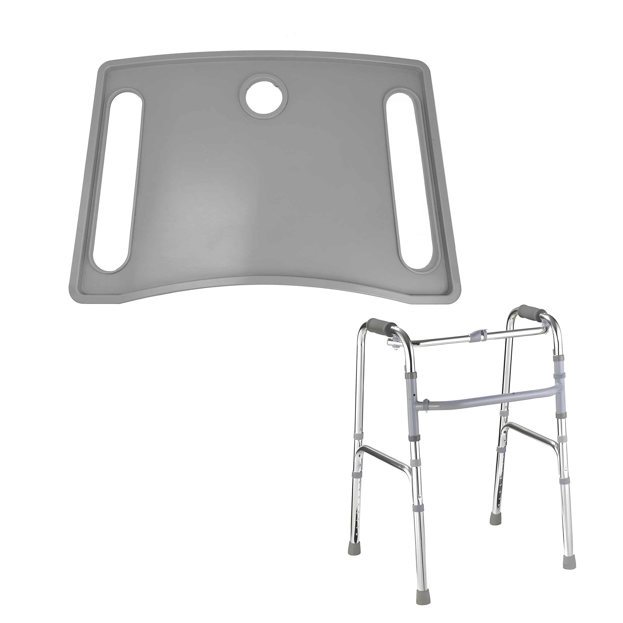 Walker Tray with Cup Holder, Molded Plastic Food Tray, Fits Most Folding Walkers