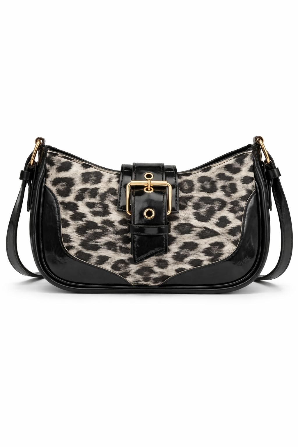 Leopard Print Shoulder Bag with Gold Buckle Detail, Crossbody Sling Bag for Daily Use Travel & Shopping Phone Purse with Adjustable Strap Lightweight Casual Trendy Bag for Ladies & Girls-image-1