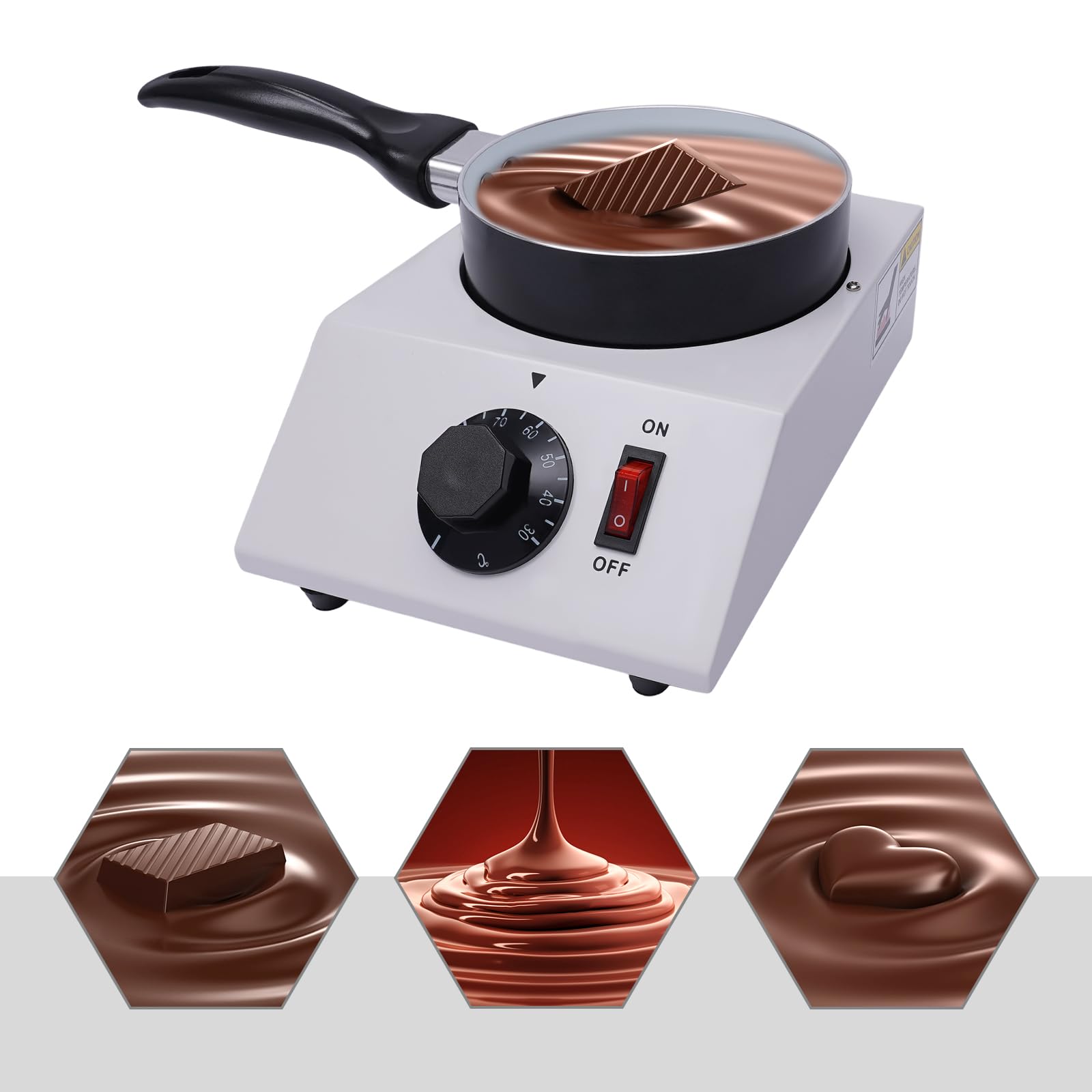 Machine Fusion Chocolat,40W Fondeur Chocolat Électrique Fondeur Chocolat Pot Fondeur Céramique Antiadhésive Machine Fusion Professionnelle,Pour Chocolat Confitures et Crème