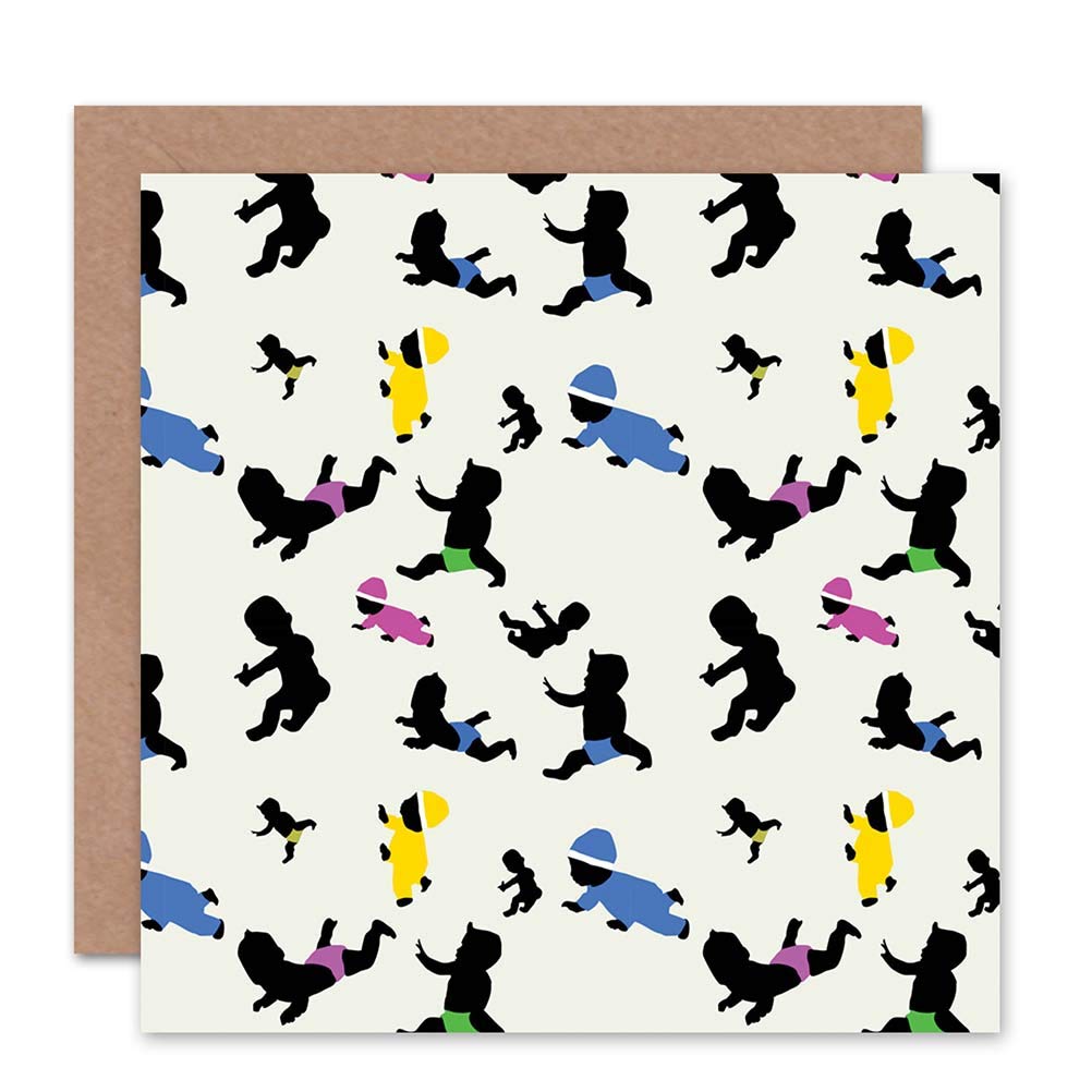 Wee Blue Coo Babies Pattern Greeting Card