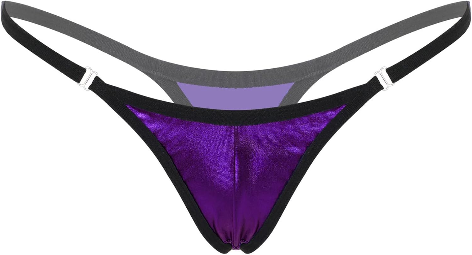 iiniim Womens Metallic Shiny Sexy Micro T-Back G-String Low Rise Elastic Waistband Bikini Thongs