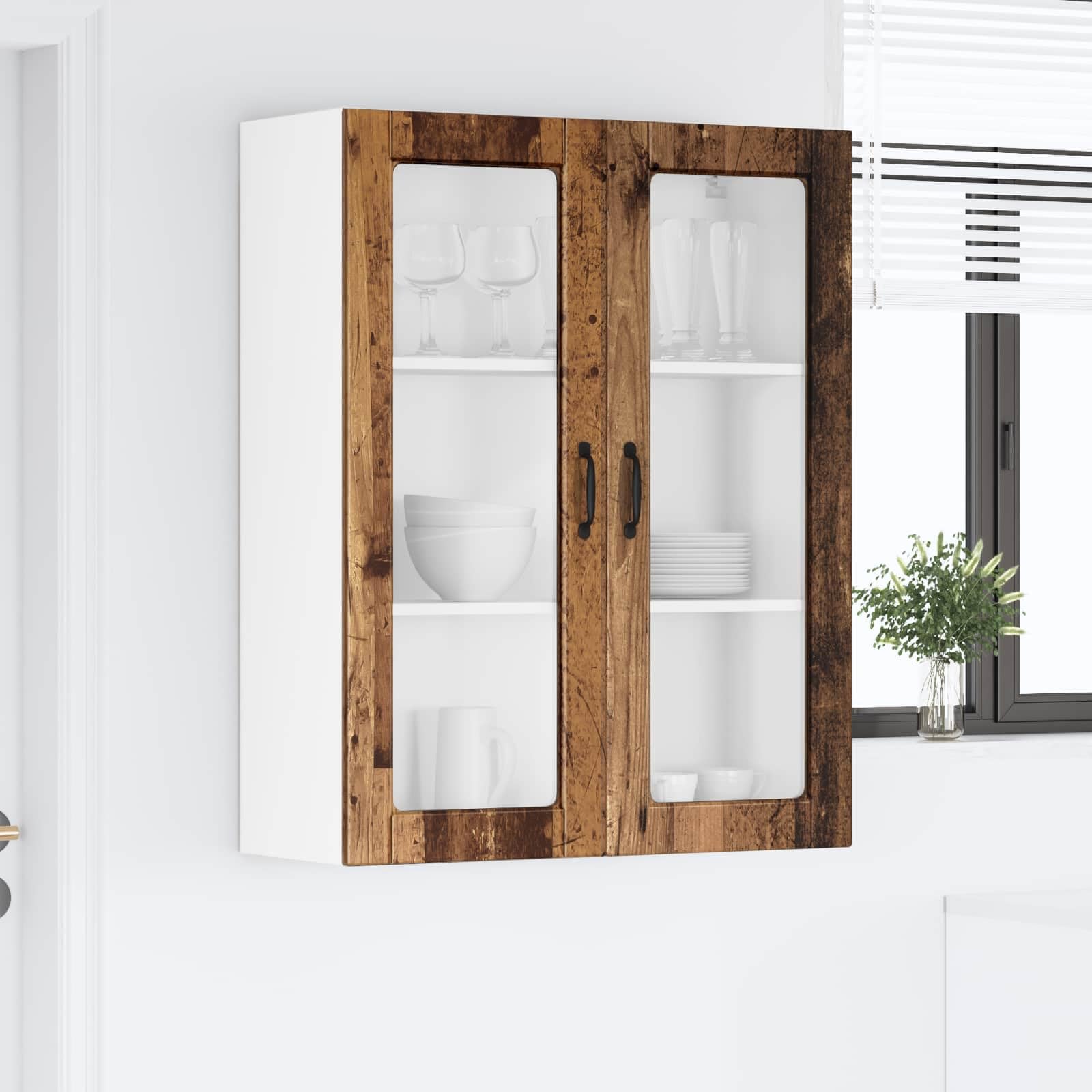 Armadio 80x31x100 cm con 2 ante con 3 ripiani in legno