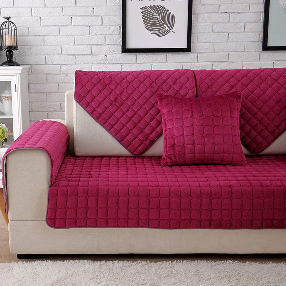 YEARLY Plüsch Sofabezug Einzelstück Rot – Anti-rutsch Für Couch & Sofa
