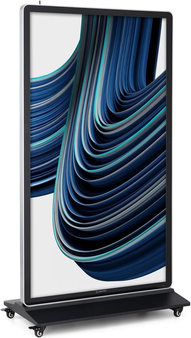 Displays2go 55" Non-Touch Digital Poster Kiosk, Single Sided, Android 14 OS, Caster Wheels