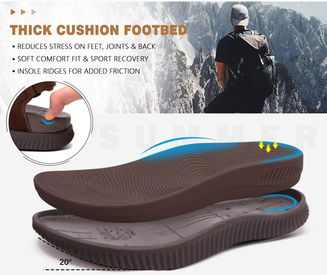KuaiLu Sandales de Randonnée Hommes Confortable Orthopédique Récupération Trekking Sandals avec Soutien de Voûte Plantaire Extérieur Été Casual Plage Épais Coussin Sport Chaussures