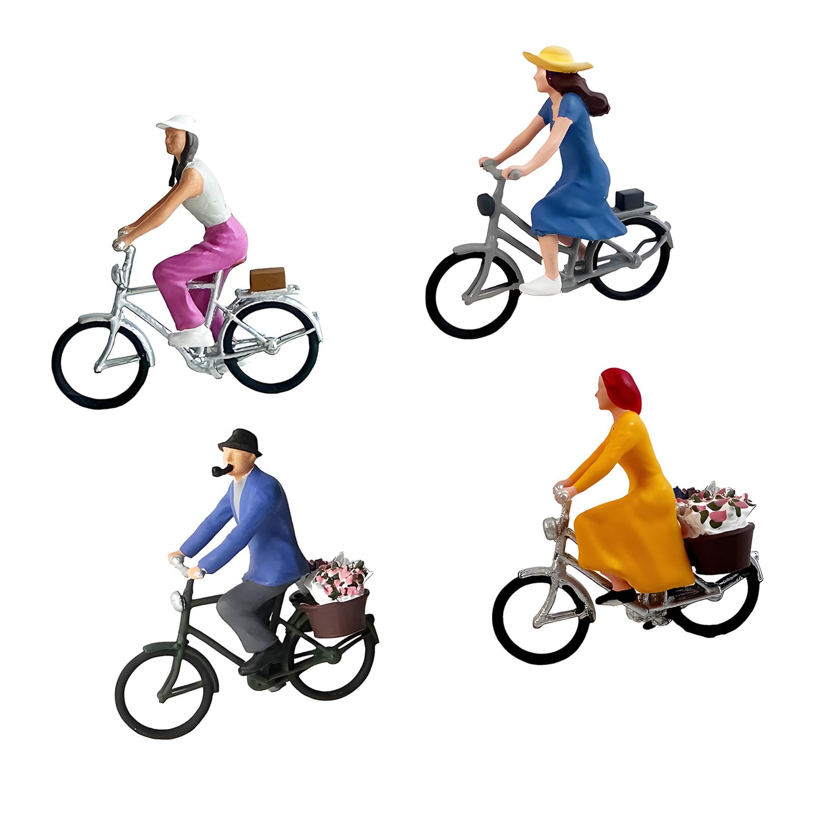 Artistic Cyclist Statue Tiny Scale for Railway Displays Dollhouses Decors