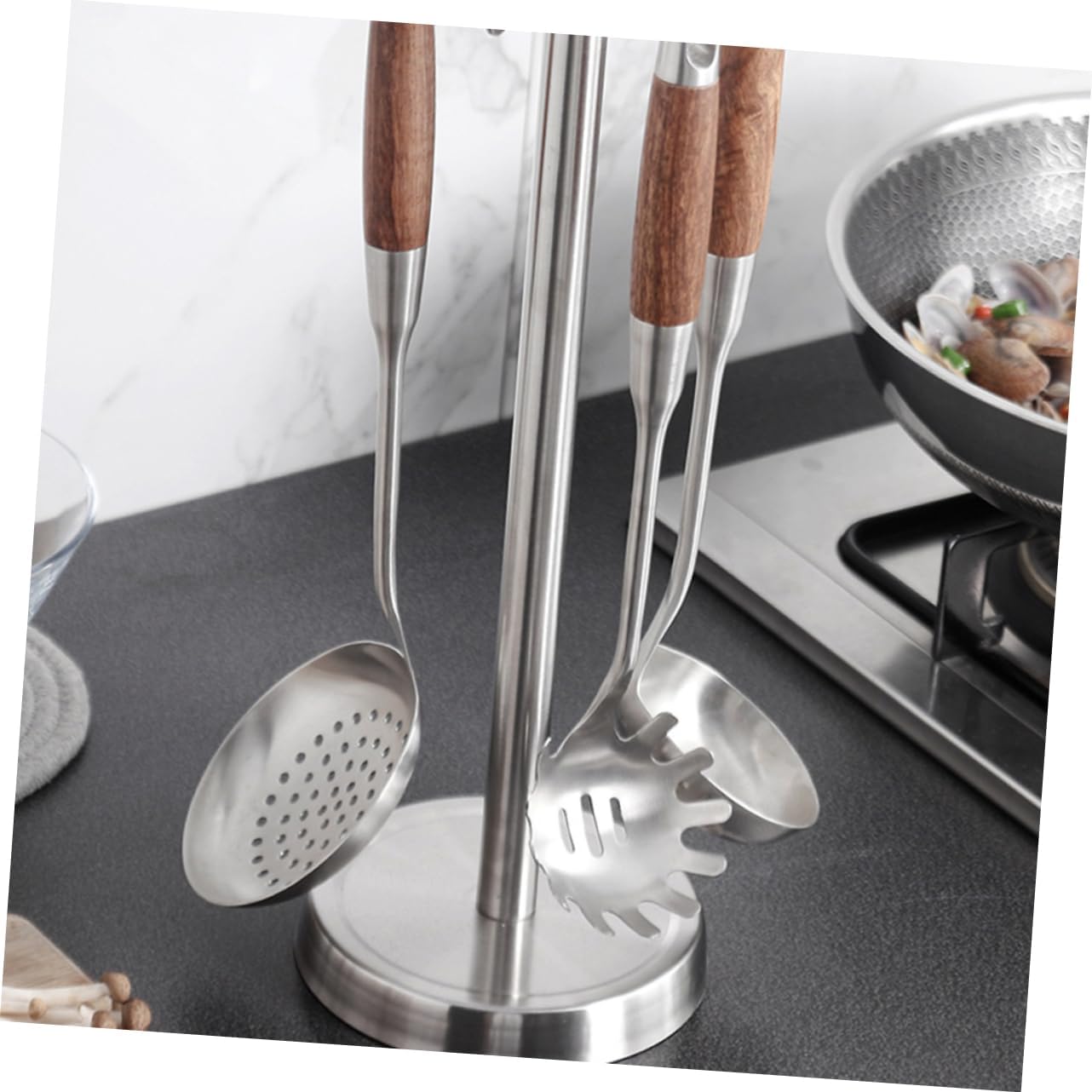 Ciieeo 1pc Stainless Steel Multifunctional Kitchen Utensil Storage Rack Organize Spatula Spoon Cooking Tools Hooks Tidy Workspace