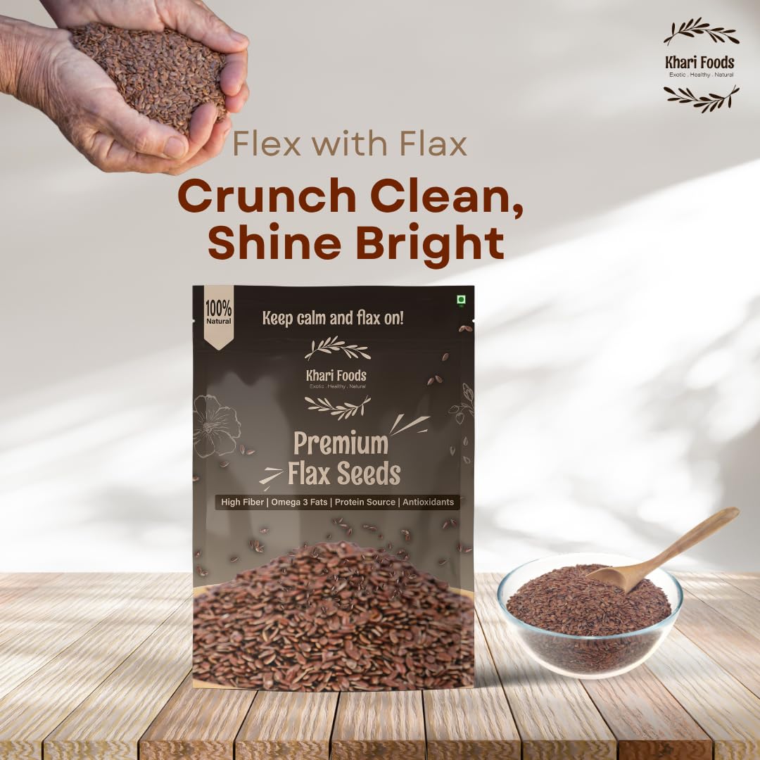 Khari Foods Organic Flax Seeds 500g, Fat Loss, Omega 3 & Anti-oxidants Rich, Gluten Free (500g) 3