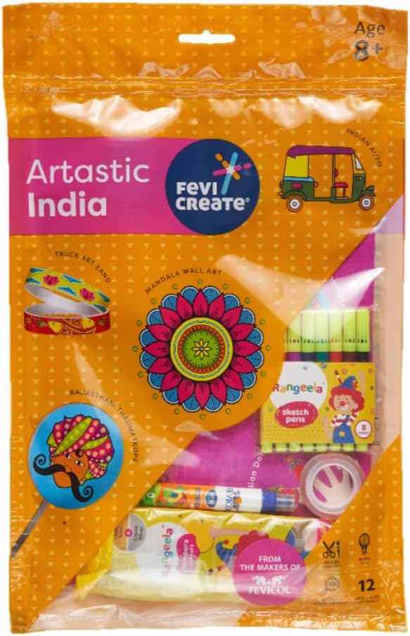 Fevicreate Artastic India Craft Kit | Project Book with 12 Educational Activities, Colours, Craft Supplies | Fun way to boost child's knowledge | By Fevicol | Return Gift for Kids Age 8+ years