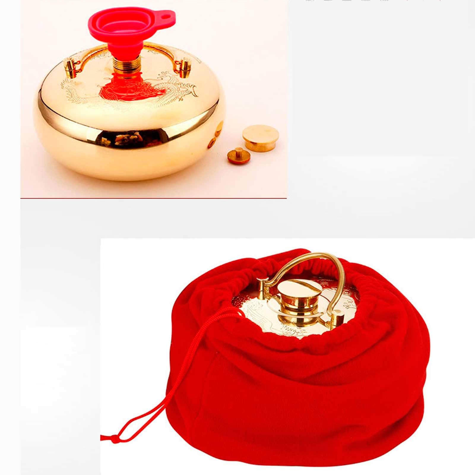 Bolsa de agua caliente de cobre con funda de felpa, regalo de invierno, compresa caliente y fría portátil, duradera, a prueba de fugas, bolsa de agua caliente suave, herramienta de calentamiento