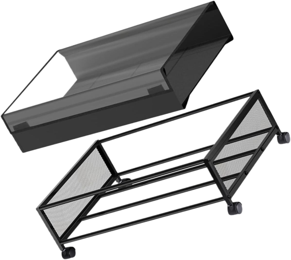 Mobestech Bed Storage Box Wheels Multifunctional Storage Organizer for Clothes Toys and Books Black Lid Dustproof and Space-Saving Design