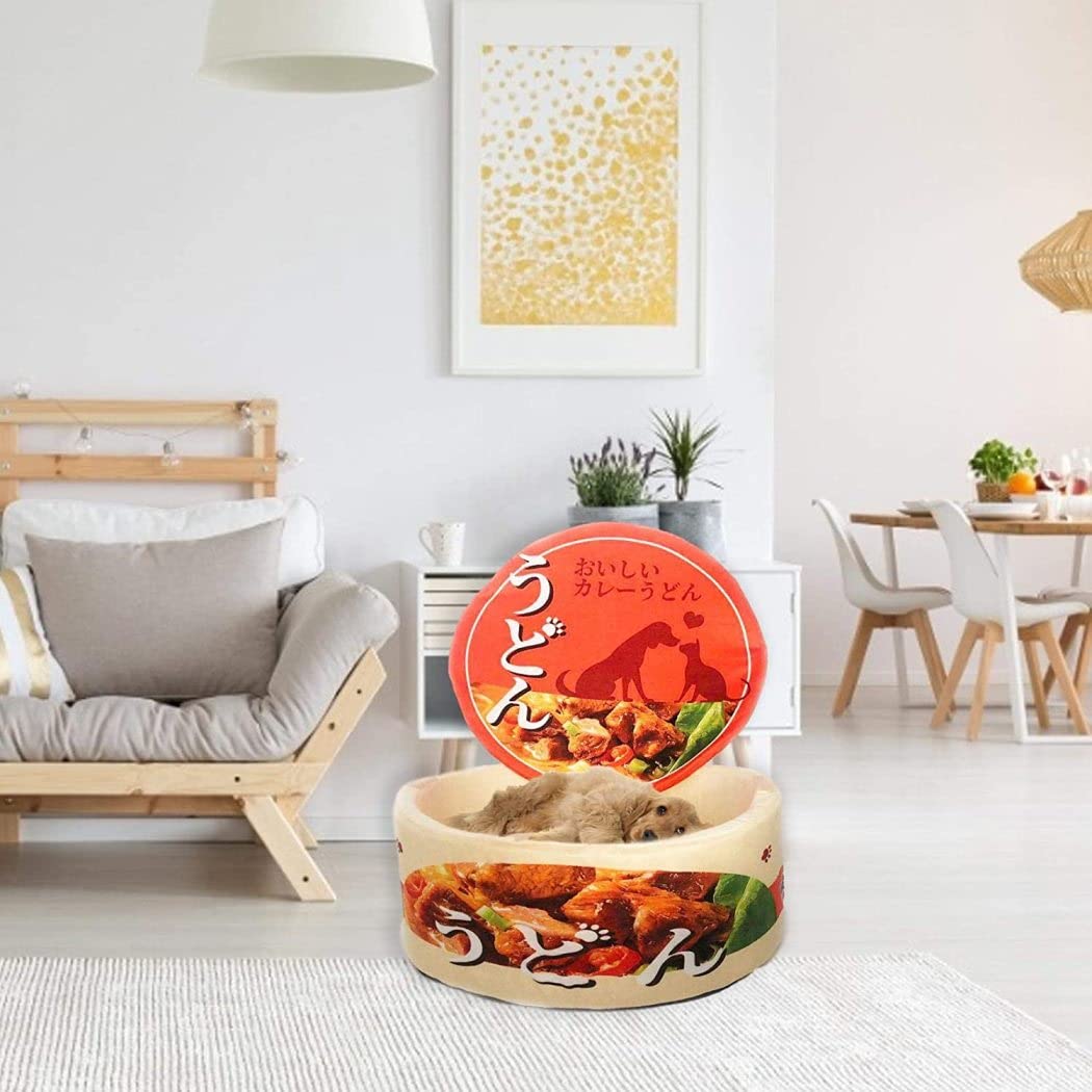 Instant Ramen Bowl Hundebetten Instant Nudelhundbett niedliche Hundebett, Udon Cup Nudelnest, geeignet für große Hunde/Katzen/kleine Hunde, 50 * 20 cm