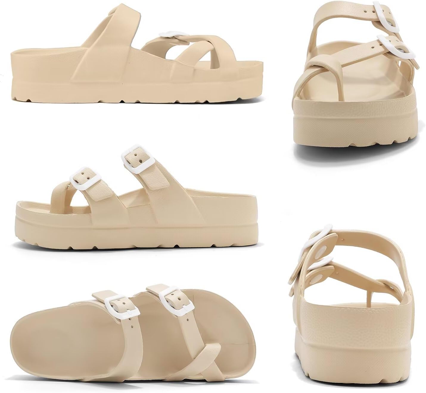 Scecocrs Women's Platform Flip Flops with Arch Support, Eva Lightweight Chunky Slide Sandals for Women, Fashion Comfort Summer Beach Sandal with Adjustable Buckle, Sandalias De Plataforma Para Mujer - Image 3