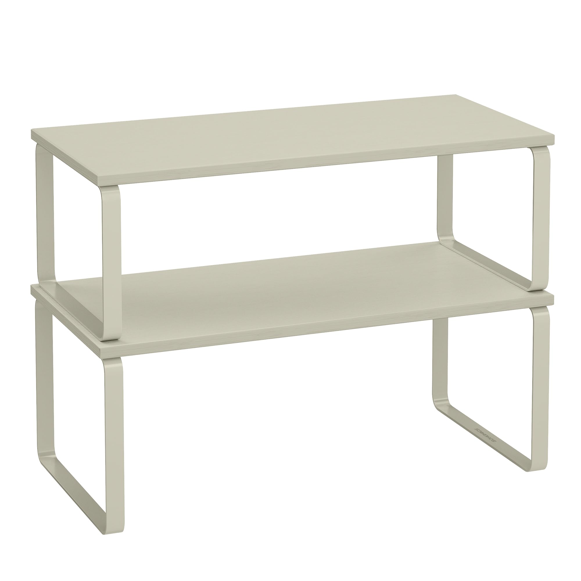 SONGMICS Cabinet Organizer Shelf, Set of 2 Kitchen Counter Shelves, Kitchen Storage, Spice Rack, Stackable, Expandable, Metal and Engineered Wood, Cappuccino Beige UKCS200K01 15.6"W Cappucci