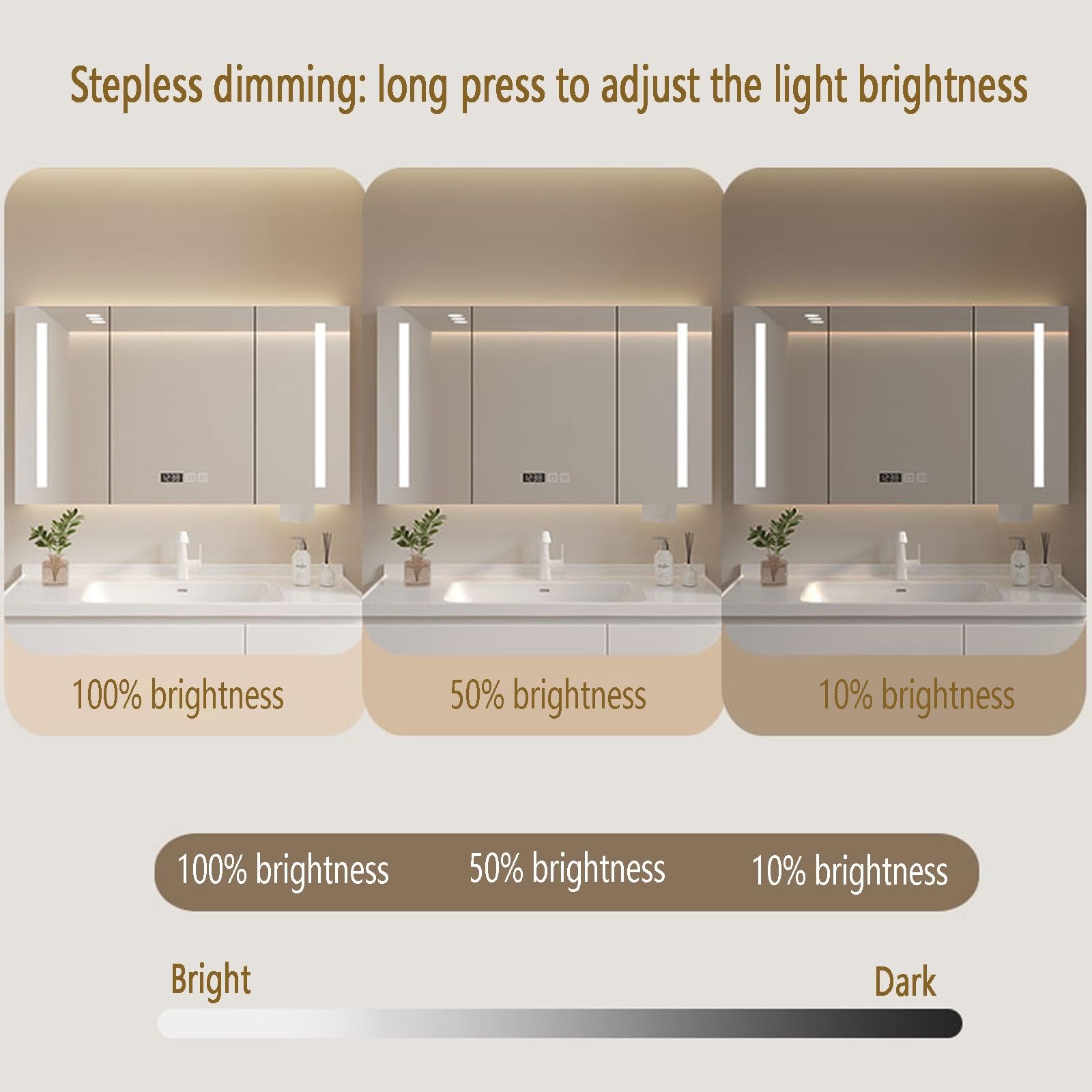 Armario espejo baño con Espejo Antivaho,armario baño pared De madera con espejo y luz,Inteligente armario baÃo pared estrecho Tres colores de luz,Tiempo Temperatura,Agujero de papel,Control táctil(Whi