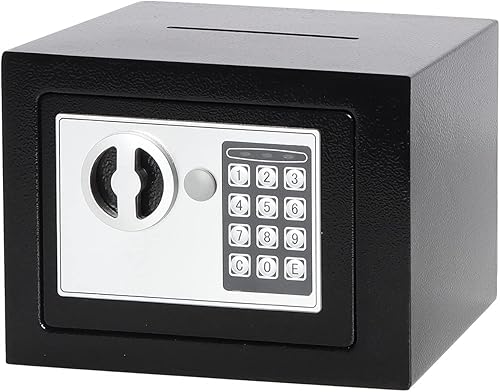 Caja fuerte digital de seguridad para oficina en casa, teclado cúbico de 0.17 pulgadas, protege dinero, joyas, pasaportes (negro)