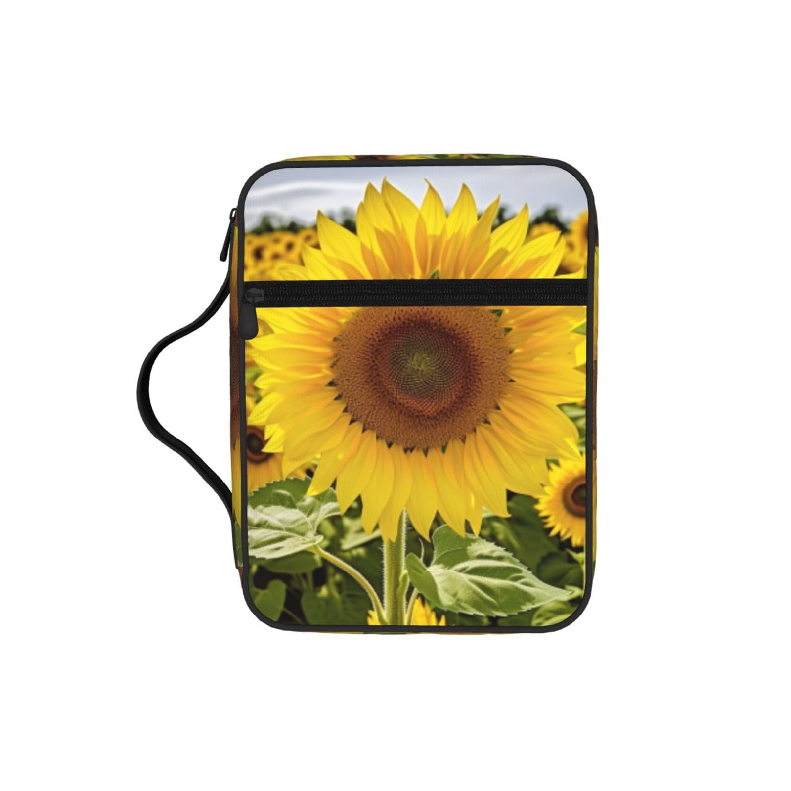 Blooming Sunflowers Bible Cover Case Waterproof Bible Bag With Handle Organizer Storage Book Cover For Bible Study
