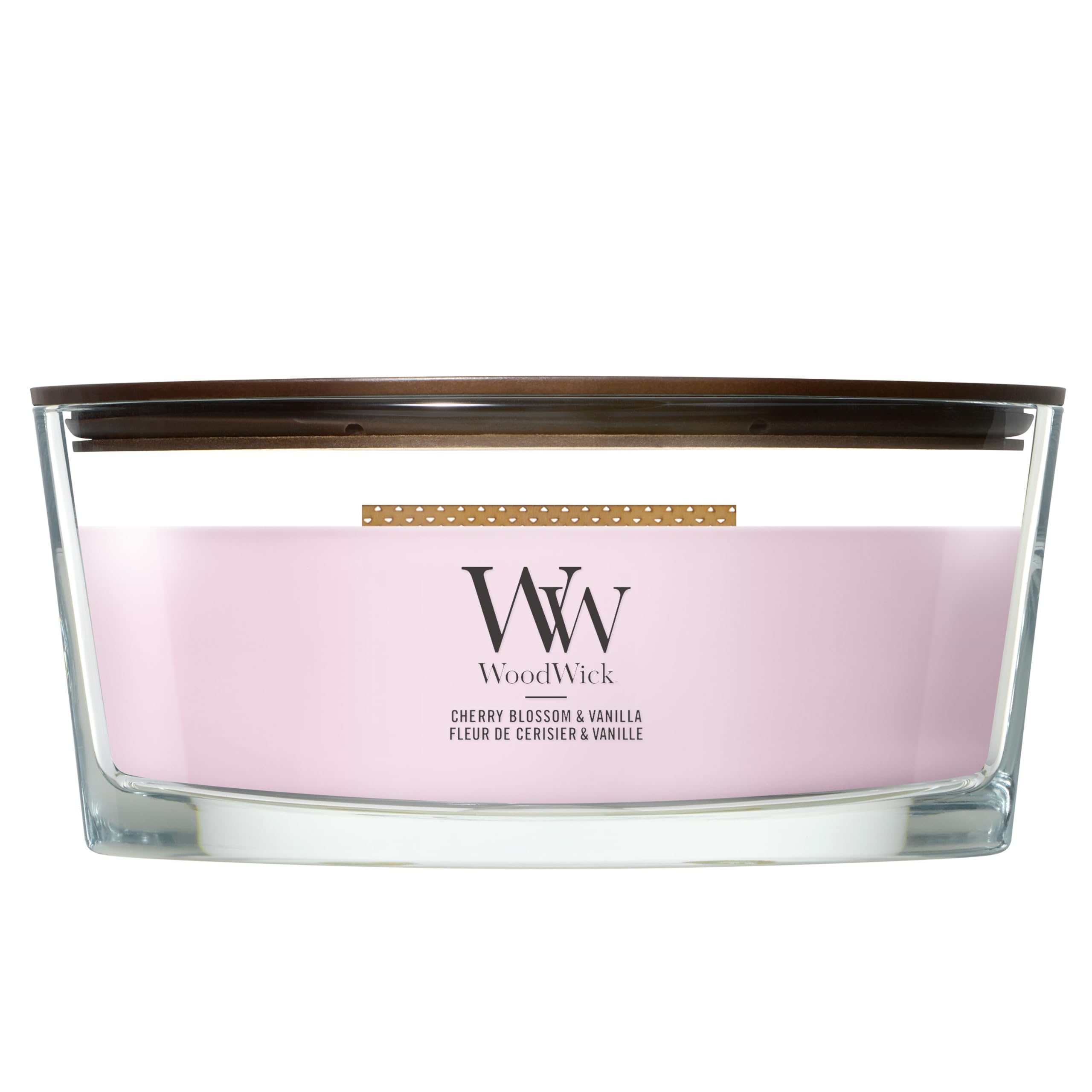 WoodWick Bougie parfumée | Bougie Ellipse | Cerise rose et vanille | Cadeaux parfaits pour femmes
