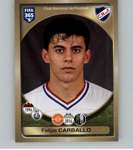 2016-17 Panini FIFA 365 Stickers #580 Felipe Carballo Club Nacional de Football Official Soccer Album Sticker in Raw (NM or Better) Condition