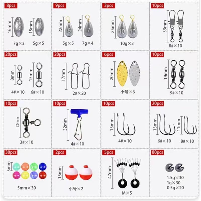 Kit de accesorios para pesca portátil con 254 piezas miniatura 2