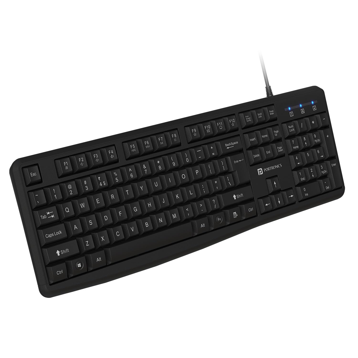 Portronics Ki-Pad 4 USB Wired Keyboard with Fn Multimedia Hotkeys, Full-Size Layout with Num Pad, Ergonomic Design, 1.5m USB Cable, for Laptop, PC, Mac (Black) Portronics Ki-Pad 4 USB Wired Keyboard with Fn Multimedia Hotkeys, Full-Size Layout with Num Pad, Ergonomic Design, 1.5m USB Cable, for Laptop, PC, Mac (Black)